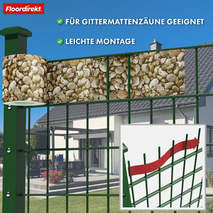 Striscia PVC per Privacy per Recinzione a Doppio Filo – Rotolo da 35m, Altezza 19cm, Include 20 Clip, Disponibile in 3 Colori e 4 Design