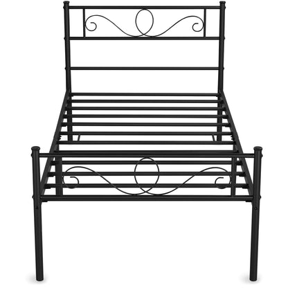 Costoffs Struttura Letto Stile Rustico Moderno in Metallo con Testiera Elegante e Pediera per Appartamento Camera da Letto Stanza degli Ospiti Studio