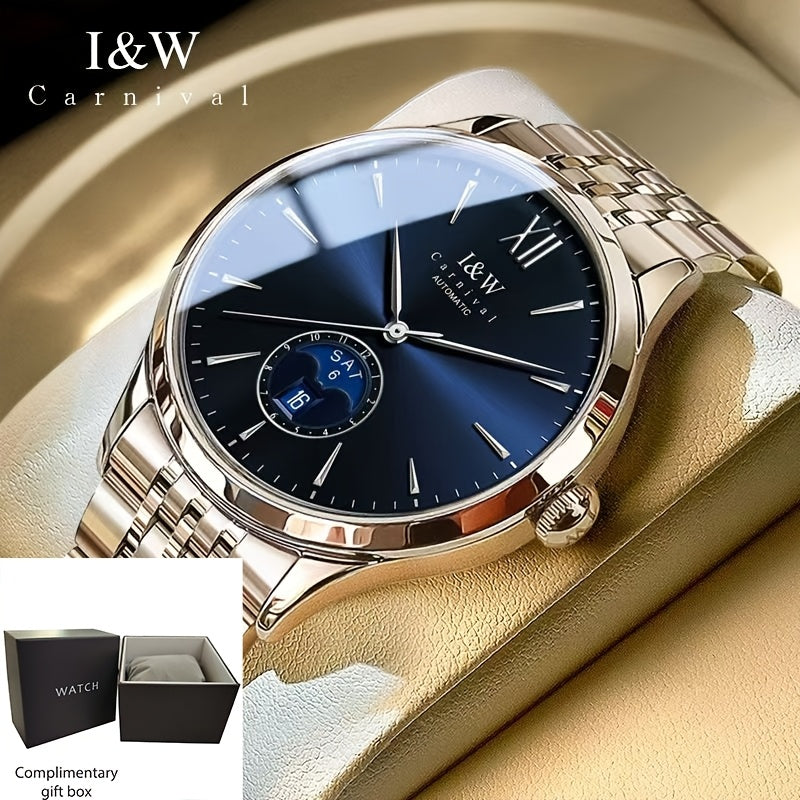 I&W Carnival High-End Brand Orologio Meccanico da Uomo in Acciaio Inossidabile con Mirino in Sapphire, Orologio Sportivo alla Moda da Uomo, Regali per le Vacanze, Senza Batteria