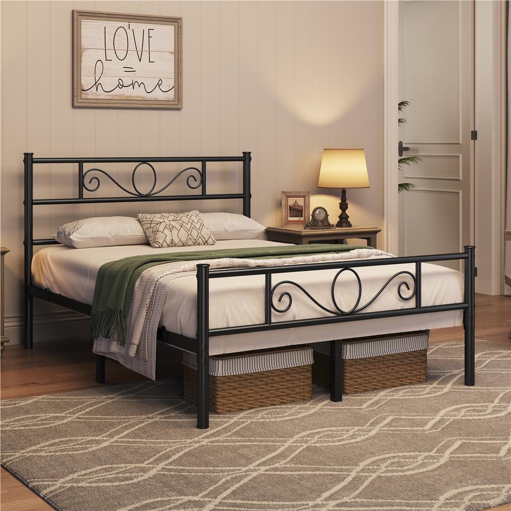 Costoffs Struttura Letto Stile Rustico Moderno in Metallo con Testiera Elegante e Pediera per Appartamento Camera da Letto Stanza degli Ospiti Studio