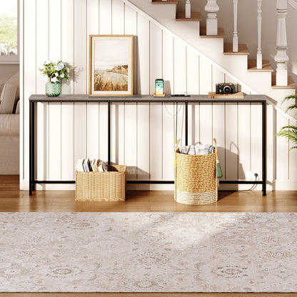 Tavolino Comodino Lungo e Sottile - Elegante Tavolino Rettangolare per Divano per Spazi Piccoli, Perfetto come Tavolino da Letto o dietro il Divano, Moderno Tavolino Sa Sottile con Organizzatore, per Soggiorno, Ingresso, Corridoio, Marrone
