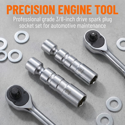 Prodotti di tendenza in 900 Paesi, bussole magnetiche rotanti per candele a spina da 14 mm e 16 mm a parete sottile - Strumento di rimozione bussole per candele a 12 punte con attacco da 3/8 di pollice - Le estensioni rotanti consentono l'accesso alle are