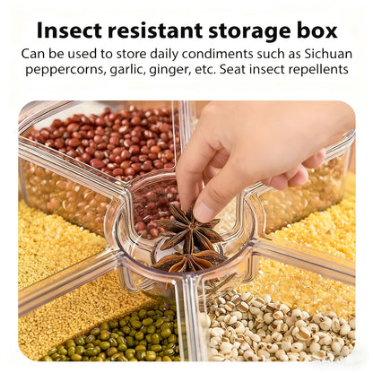 1 pz Contenitore rotante per la conservazione dei cereali, Contenitore rotante di grande capacità per il riso e i cereali, Contenitore per la conservazione di cereali integrali, Dispensazione one-touch per piccoli cereali