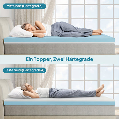 Bedstory 10CM O 7.5CM O 5CM Topper per Materasso, Doppia Flessibilità H3 & H4 Gel Cold Foam, Traspirante, Lavabile, Rivestimento 3D Rimovibile, Topper per Materasso per Letti a Scomparsa 90 100 120 140 160X200 180X200 200X200, Divano e Materassi Rigidi