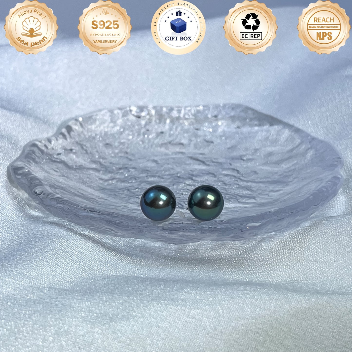 Orecchini rotondi neri in perle di mare coltivate in acqua salata, argento sterling S925, per mamma, fidanzata, amante, il miglior regalo per tutte le feste