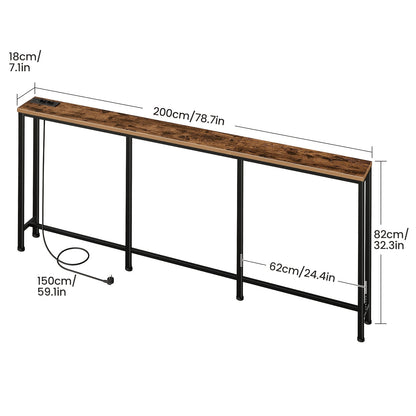 Tavolino Comodino Lungo e Sottile - Elegante Tavolino Rettangolare per Divano per Spazi Piccoli, Perfetto come Tavolino da Letto o dietro il Divano, Moderno Tavolino Sa Sottile con Organizzatore, per Soggiorno, Ingresso, Corridoio, Marrone