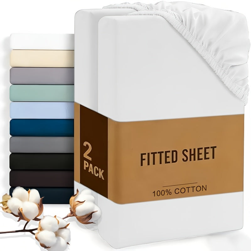 Set di 2 Lenzuola con Angoli 100% Puro Cotone, Disponibile nelle Misure King/Queen/Full/Twin — Materiale Tutto Cotone, Morbido e Traspirante, con Bordi a Filetto Profondo; Offerto in Bianco, Grigio e Blu, Un Regalo Premuroso per Uomini, Donne e le Feste d