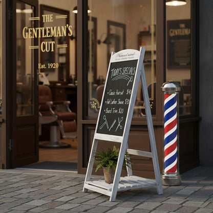 Insegna a sottopassaggio in legno a forma di lavagna A, grande, 110 cm x 40 cm, per caffè, pub, negozio - Insegna riutilizzabile da pavimento con supporto