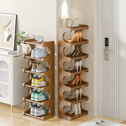 Un scarpiera compatto a 7 ripiani progettato per gli angoli delle case, dormitori o case in affitto, massimizzando l'efficienza dello stoccaggio. Questi armadietti per scarpe si adattano bene in vari tipi di stanze
