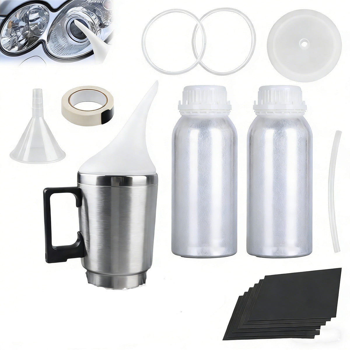 Kit di preparazione per riparazione fari 800g+800g/ Vapore/ Riparazione, Ristrutturazione riscaldamento e appannamento fari