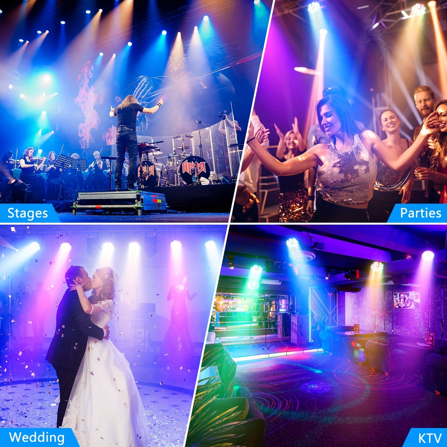 4 Pezzi 36 LED RGB Par Light Illuminazione Scena DMX Disco Party DJ Evento Show Illuminazione Natale