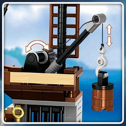 Set di costruzione 3 in 1 nave pirata e molo da 1005 pezzi, modello di costruzione avanzato, regalo per bambini e ragazzi dai 6 anni in su