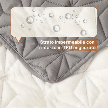1 Protezione Materasso Trapuntata Impermeabile, Coprimaterasso Traspirante con Cinghie Elastiche per Copriletto (Senza Federa), Topper Materasso Antiscivolo per Tutte le Stagioni