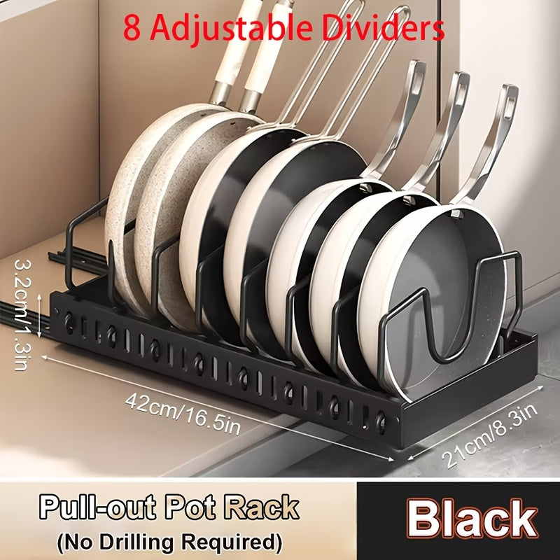Scaffale da Cucina Estraibile Regolabile, 8/10 Divisori Regolabili per Coperchi di Pentole, Design Adatto per Organizzare Pentole e Coperchi, Combinazione Libera per Soddisfare le Esigenze, Strumenti Pratici per la Casa, Stoccaggio Regolabile, Organizzato