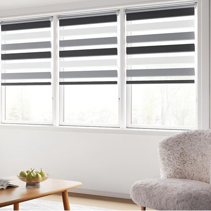 1 pz, Tenda a rullo a doppia sponda, Tenda a doppio strato senza fori, Oscurante, Resistente al sole e termoisolante, Luce regolabile, Adatta per camera da letto, soggiorno, cucina, bagno, ufficio, studio, balcone, decorazione domestica