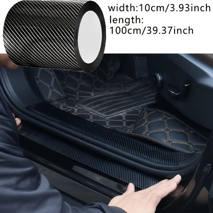 2 Rotoli di Protezioni per Bordi Portiere in Fibra di Carbonio 3D Nano - Nastro Adesivo PVC Impermeabile e Antigraffio, Pellicola Protettiva Antiurto (Nero), Copriporte Auto, Design Superficie Testurizzata, Materiale Resistente ai Graffi