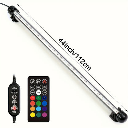 18-112Cm, Luce LED per Acquari, Illuminazione Subacquea, Luce Montabile, Lampada Copertura, Spina EU per Acquario con Telecomando, Cambio Colore RGB, Rosso/Verde/Blu, Senza Batteria