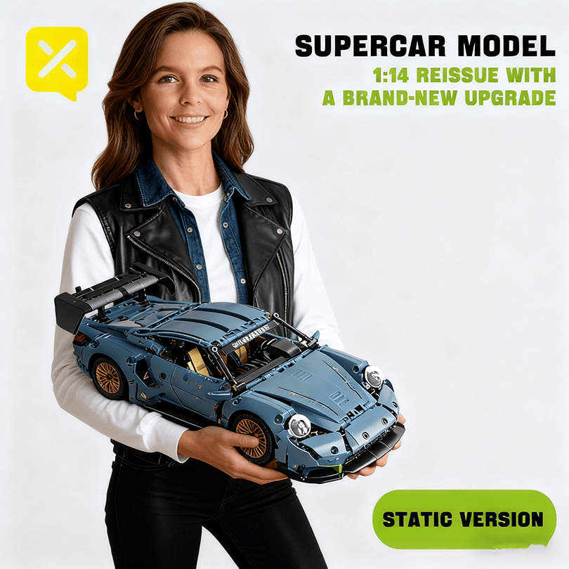 [2100pz Blocchi da Costruzione Creativi Auto Sportiva Bassa Blu Smog] Modello di Moda Assemblato | Decorazione da Scrivania | Decorazione della Stanza | Costruzione per Famiglia, | Adatto per Preparazione Regali di Natale/Halloween/San Valentino/Capodanno