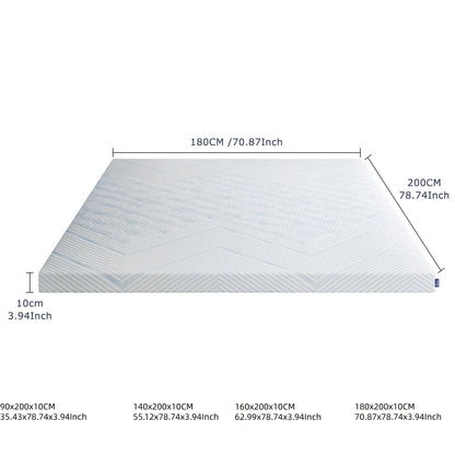 Coprimaterasso Bedstory, Rialzo per Materasso Rigido a Doppio Strato H2 e H3, Altezza 10 cm, Schiuma Fredda Gel Traspirante Confortevole con Fodera Lavabile, Bianco, Traspirante, Confortevole