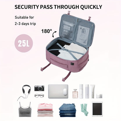 Zaino da Viaggio Approvato per Voli da 25L con 13 Scomparti Tutto in Uno, Apertura a 180° e Manicotto per Bagaglio - Ideale per Uomini e Donne, Regalo di Natale