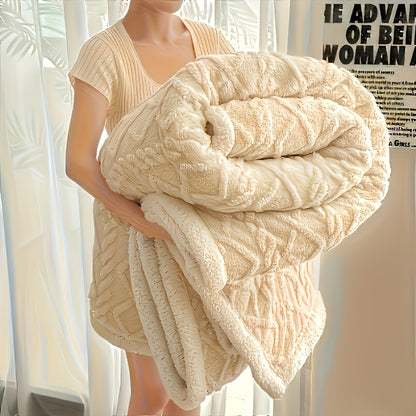 Coperta in Pelliccia Sintetica Jacquard Premium - Tessuto Ultra Morbido Simile al Velluto, Ipoallergenica e Antistatica - Bordi Cuciti a Doppio Strato per Maggiore Durata - Calore Invernale Accogliente - Lavabile in Lavatrice, Leggera, Ideale per Regali d