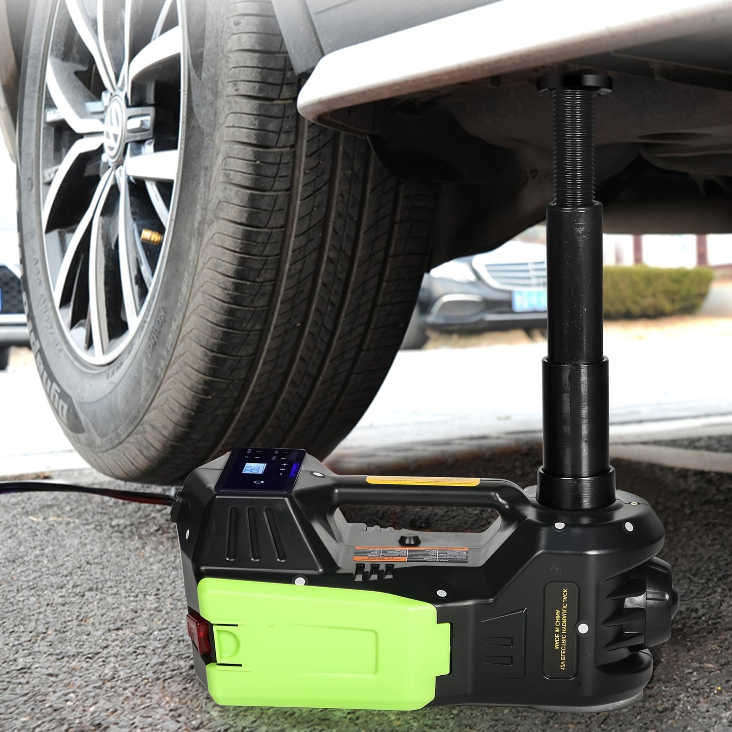 Kit martinetto per auto 4 in 1 12V 5T, cavalletto martinetto elettrico con display LCD per berlina, SUV, sollevatore auto, martinetti idraulici a pavimento