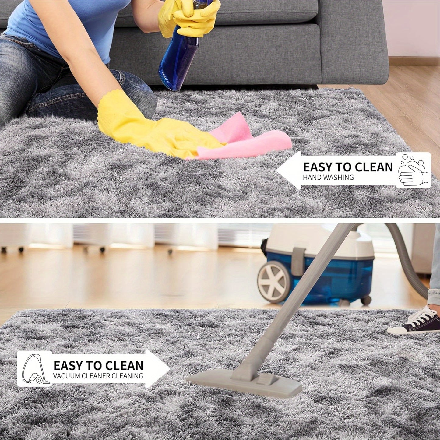 Morbidissimo Tappeto Moderno Grande per Interni, Lussuoso e Morbido per Soggiorno Camera da Letto Dormitorio Decorativo, Antiscivolo Peluche Soffice con Pelo, Comodo Tappetino Accento Pavimento Grigio Chiaro