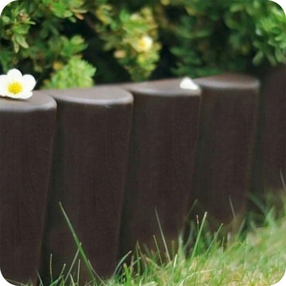 BORDURA DA GIARDINO 280 X 24 CM MARRONE, PALIZZATA IN PLASTICA PER PRATO, BORDURA PER AIUOLE E SENTIERI, RECINZIONE DECORATIVA DA GIARDINO