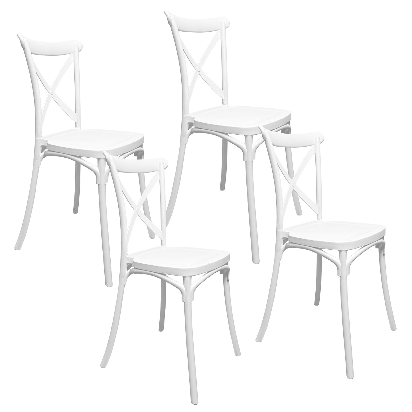Baroni Home Set 4 Sedie in Plastica Bianca – Sedie Impilabili, Pronte all’Uso Senza Montaggio, Facili da Pulire, con Piedini Antiscivolo per Maggiore Stabilità – Ideali per Cucina, Soggiorno, Sala da Pranzo, Giardino, Terrazzo o Balcone – Sedute Comode e