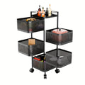 Carrello Girevole a 5 Ripiani per Cucina con Ruote, Struttura in Metallo Robusto, Ideale per Dispensa, Portafrutta, Verdure, Carrello Salvaspazio per Uso Domestico o Commerciale, Scaffale Autoportante