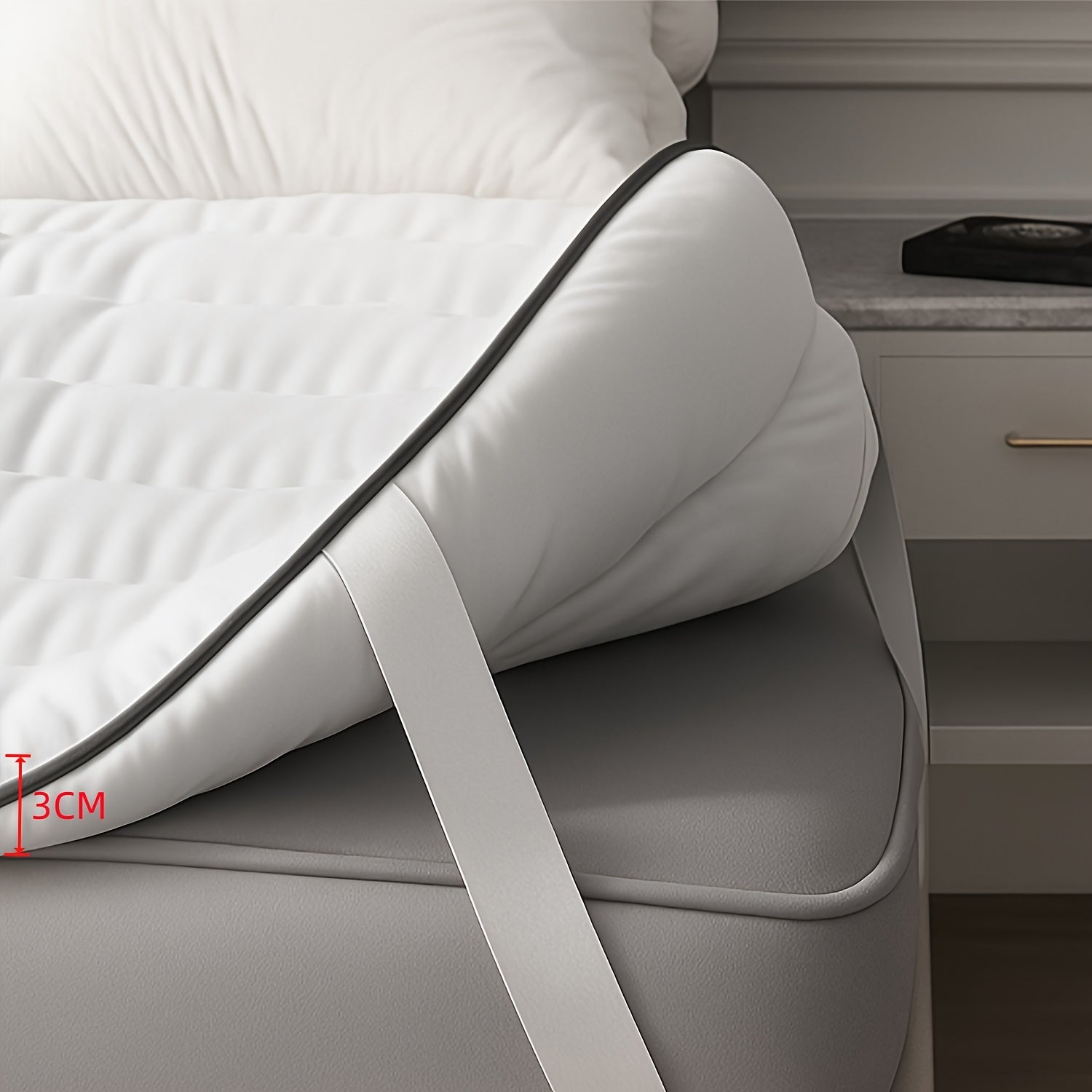 Coprimaterasso Morbido e Traspirante, Imbottitura Ricca di Fibre, Tessuto Morbido e Delicato sulla Pelle, Design a Onde alla Moda, Cinghie Elastiche per Fissaggio Antiscivolo, Adatto a Tutte le Stagioni, Compatibile con Vari Tipi di Letto, Lavabile in Lav