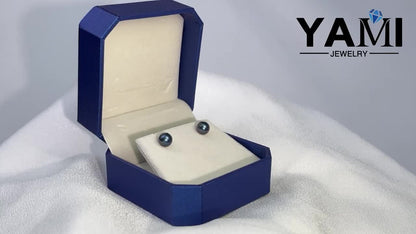 Orecchini rotondi neri in perle di mare coltivate in acqua salata, argento sterling S925, per mamma, fidanzata, amante, il miglior regalo per tutte le feste