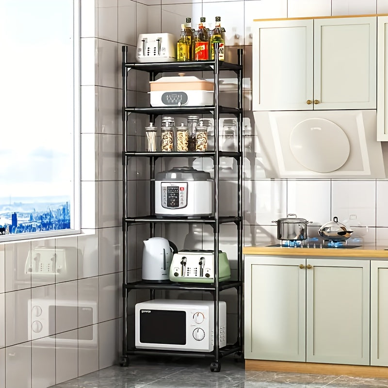 Scaffalatura verticale versatile a 6 ripiani per riporre oggetti in casa, adatta per cucina, bagno e camera da letto. Facile da montare e utilizzabile in più scenari., Scaffale autoportante