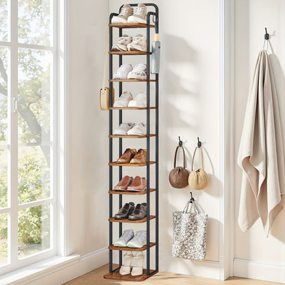 Scarpiera verticale, organizzatore per scarpe, torre portascarpe salvaspazio, autoportante, regolabile, 10 ripiani