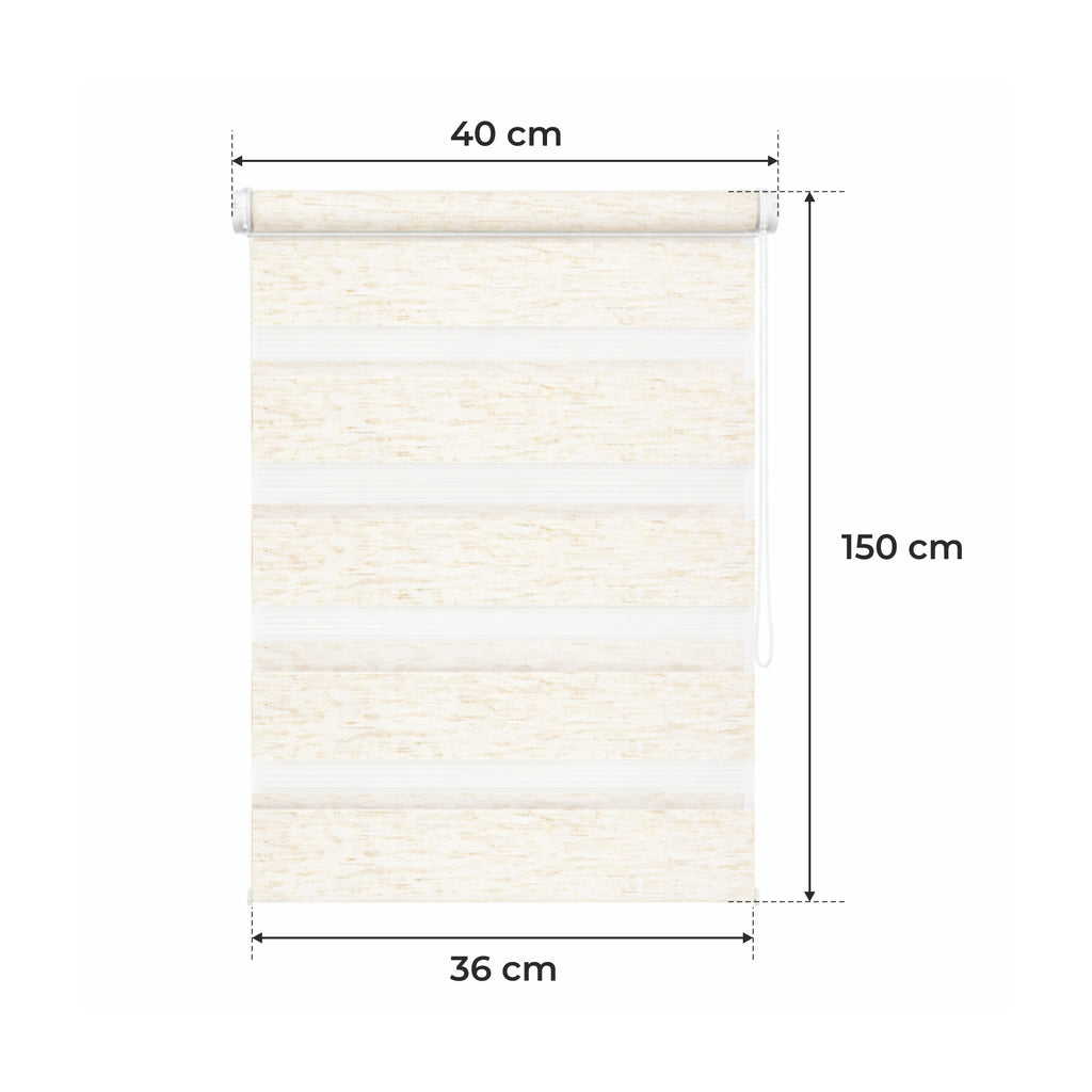 Tenda a Rullo Giorno & Notte - Beige Melange - 32 Misure - BOJANEK Giorno & Notte - Installazione Finestra Non Invasiva, Nessuna Foratura Richiesta, Regolazione a Catena, Supporti Regolabili per Varie Spessori di Finestra, Design Moderno, Protezione dalla