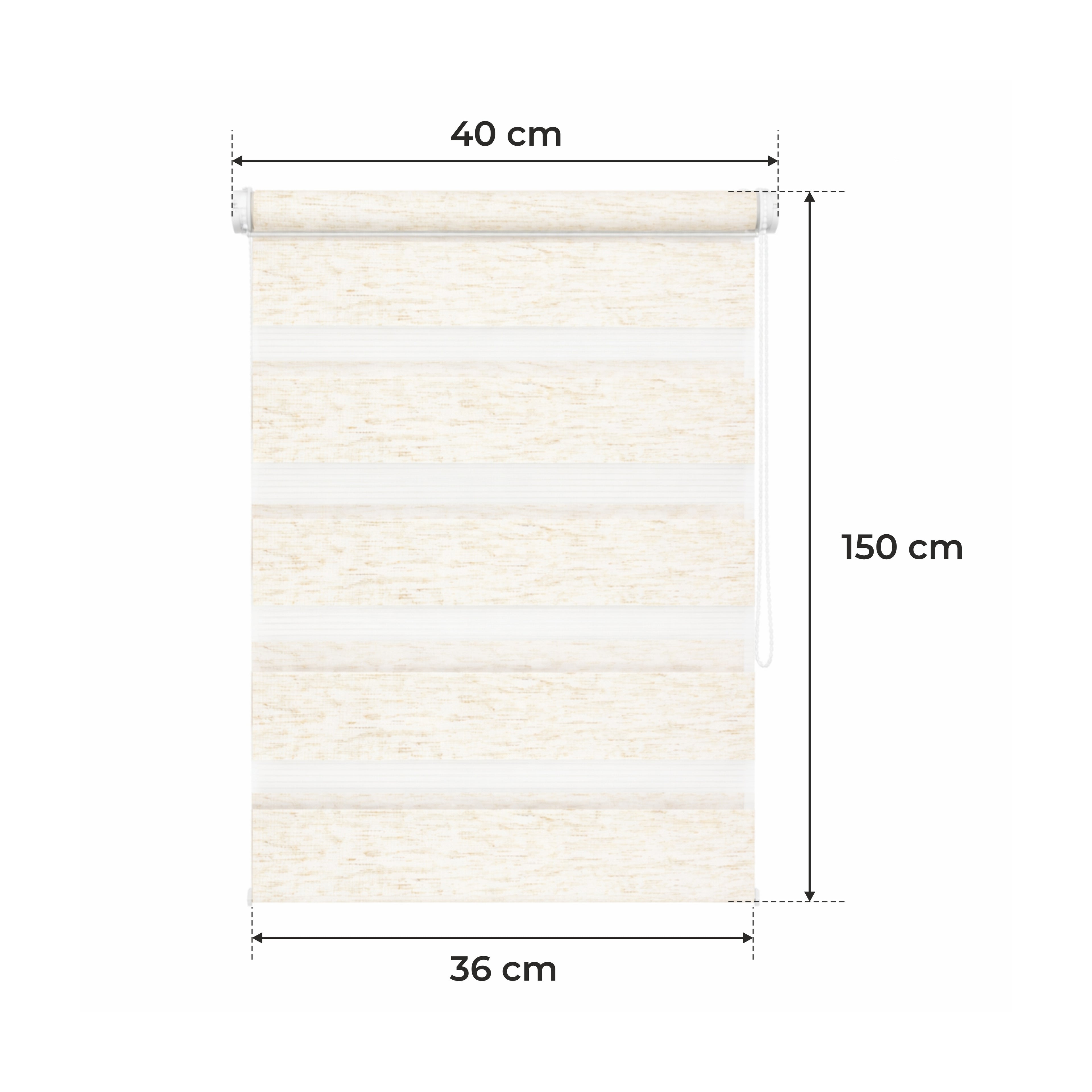 Tenda a Rullo Giorno & Notte - Beige Melange - 32 Misure - BOJANEK Giorno & Notte - Installazione Finestra Non Invasiva, Nessuna Foratura Richiesta, Regolazione a Catena, Supporti Regolabili per Varie Spessori di Finestra, Design Moderno, Protezione dalla