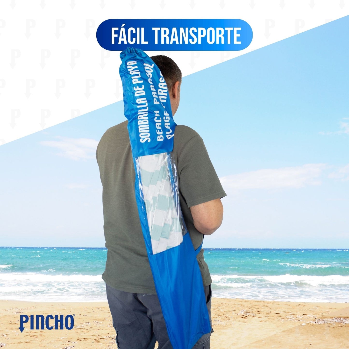 Trova un ombrellone da spiaggia con spilla, manico e chiusura regolabili, finestra trasparente, impermeabile e resistente, per ombrelloni fino a 240 cm, borsa da trasporto da giardino.