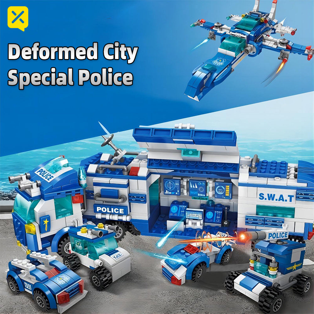 [Blue Patrol Polizia Blocchi da Costruzione Carpoy] Camion Blocchi da Costruzione Modello Auto | Kit di Costruzione | Auto della Polizia | Adatto per Regali di Festa/Ringraziamento/Halloween/Regali di Natale