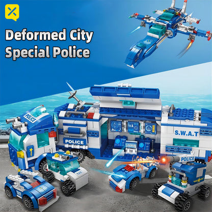 [Blue Patrol Polizia Blocchi da Costruzione Carpoy] Camion Blocchi da Costruzione Modello Auto | Kit di Costruzione | Auto della Polizia | Adatto per Regali di Festa/Ringraziamento/Halloween/Regali di Natale