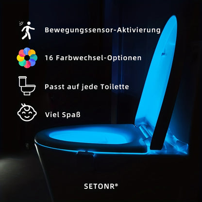 Setonr 1/2 pz Luce LED per WC a 16 Colori con Sensore di Movimento Umano, Luce Notturna per Interno Vasca WC, Regalo di Natale per Bagno