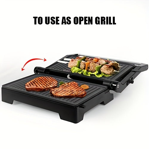Griglia da tavolo, pressa per panini e sandwich, doppia piastra, griglia a contatto apribile a 180°, 1000 Watt, superficie antiaderente, manici resistenti al calore