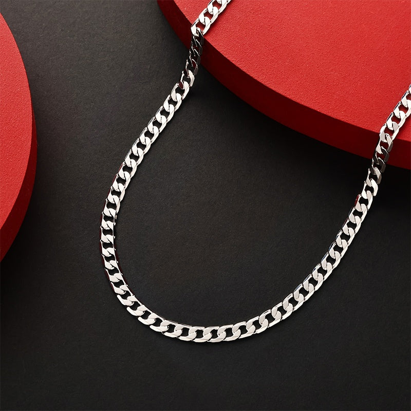 Magazzino Locale, Collana a Catena Cubana Argentata 925, Peso 15.5g/18.5g/20.6g, con Contenuto Argentato di 10g/12.3g/13.4g. Con un Design Elegante e Minimalista, Adatta per l'Uso Quotidiano, Include una Confezione Regalo di Lusso.