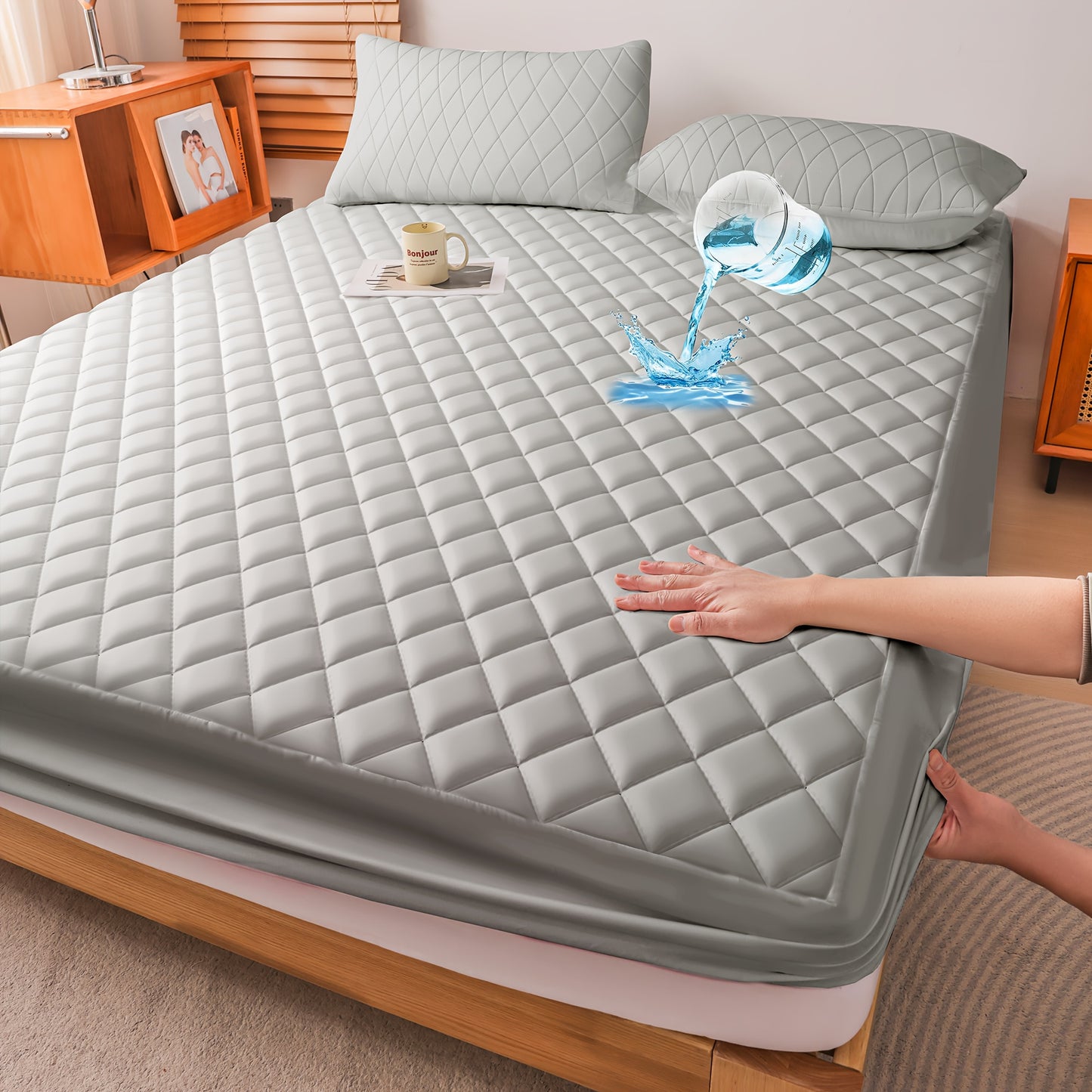 Coprimaterasso Trapuntato Impermeabile Rinfrescante Estivo 1 pz, Copriletto con Angoli Ultra Morbido e Traspirante con Tasca Profonda, Biancheria da Letto Ipoallergenica e Lavabile in Lavatrice per Camera da Letto, Hotel e Dormitorio, Senza Federa