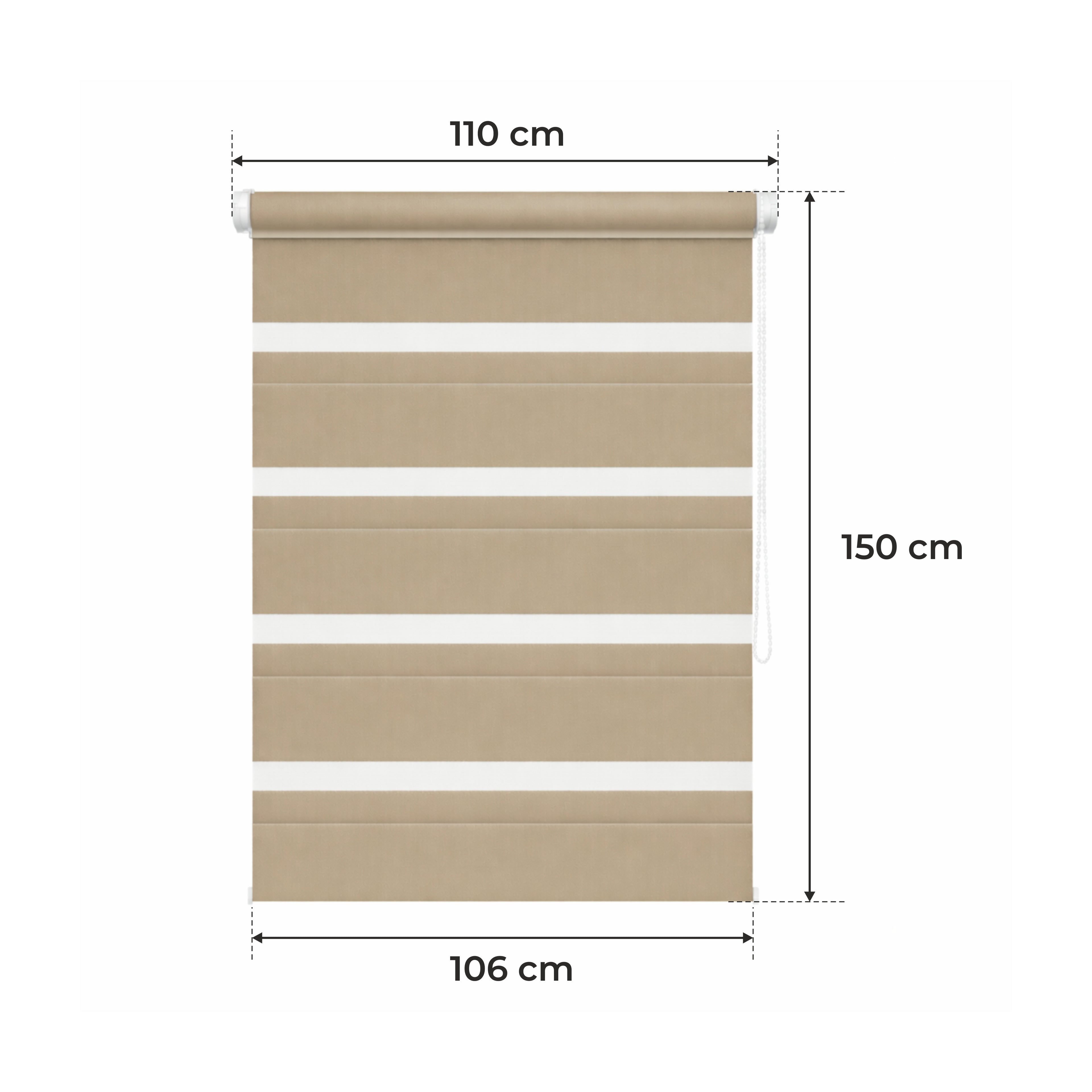Tenda a rullo giorno e notte - MARRONE CHIARO - 32 misure - BOJANEK DAY & NIGHT - Installazione finestra non invasiva, nessuna foratura richiesta, regolazione a catena, supporti regolabili per vari spessori di finestra, design moderno, protezione dalla lu