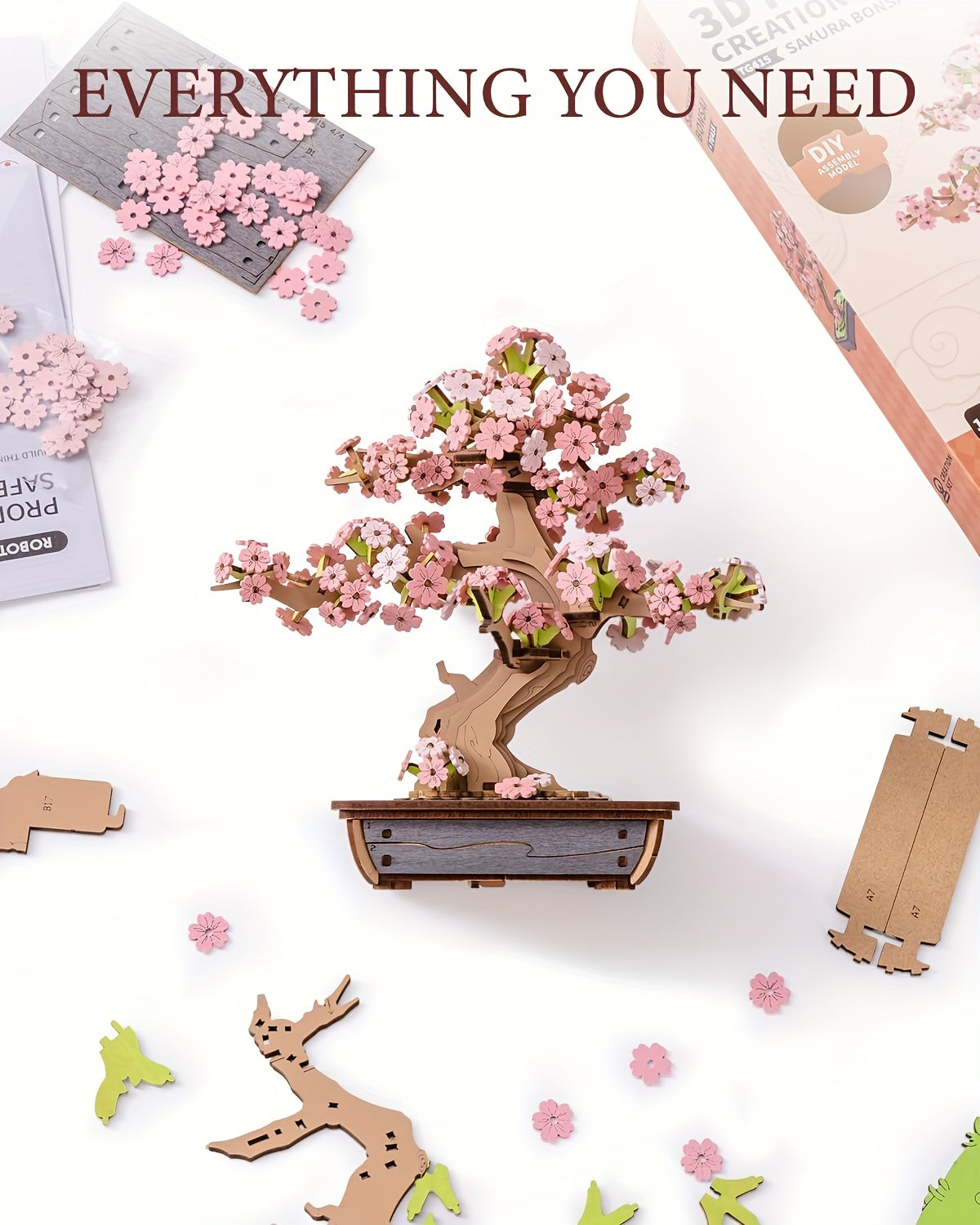 Rolife Puzzle 3D in Legno Modello Bonsai Sakura, Set Artigianale Decorazioni per la Casa Ornamenti Regali Creativi per e Adolescenti 14+