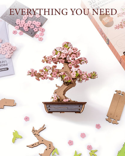Rolife Puzzle 3D in Legno Modello Bonsai Sakura, Set Artigianale Decorazioni per la Casa Ornamenti Regali Creativi per e Adolescenti 14+