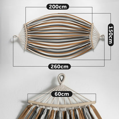 Kuketo - Amaca da giardino XXL per 2 persone 260x150 cm con asta in legno, amaca da viaggio con copertura per balcone, terrazza, giardino, orto, materiale durevole in cotone-poliestere, amaca stabile e robusta per relax, campeggio, viaggio, altalena da gi