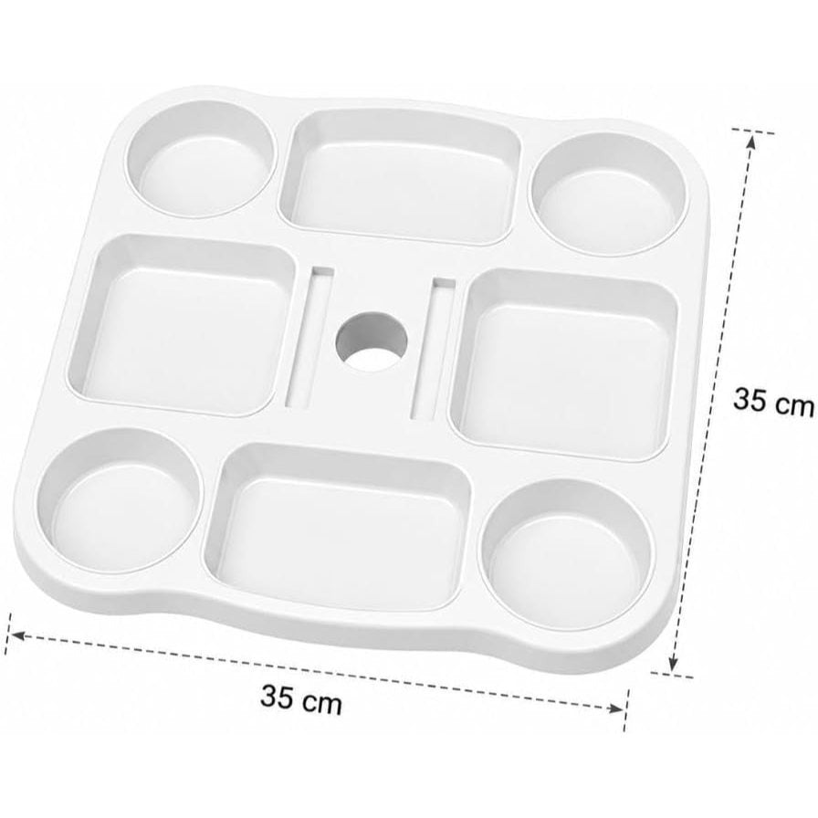 Cecaro Group Tavolino Porta Oggetti per Ombrellone 35x35 cm – Tavolo Universale con Morsetto Regolabile 22-40 mm – Ideale per Mare, Spiaggia, Giardino e Piscina