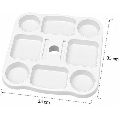 Cecaro Group Tavolino Porta Oggetti per Ombrellone 35x35 cm – Tavolo Universale con Morsetto Regolabile 22-40 mm – Ideale per Mare, Spiaggia, Giardino e Piscina