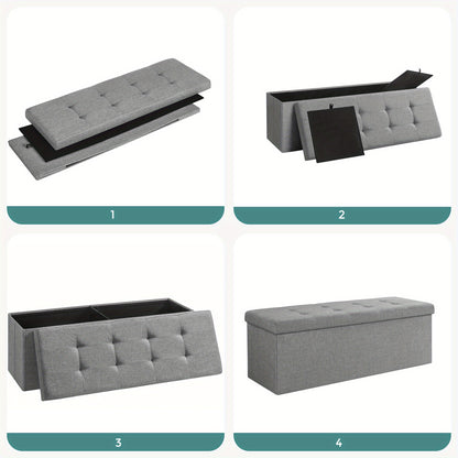 SONGMICS Panca Contenitore, Poggiapiedi Pieghevole, Pouf, 38 X 110 X 38 Cm, Supporta Fino a 300 Kg, per Soggiorno, Camera da Letto, Ingresso